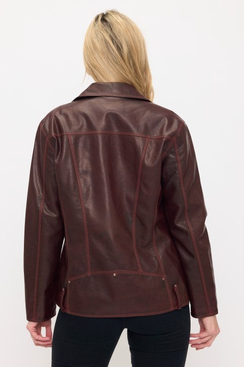 CLALJ0139: SoHo Vintage Washed Oversized Moto Jacket