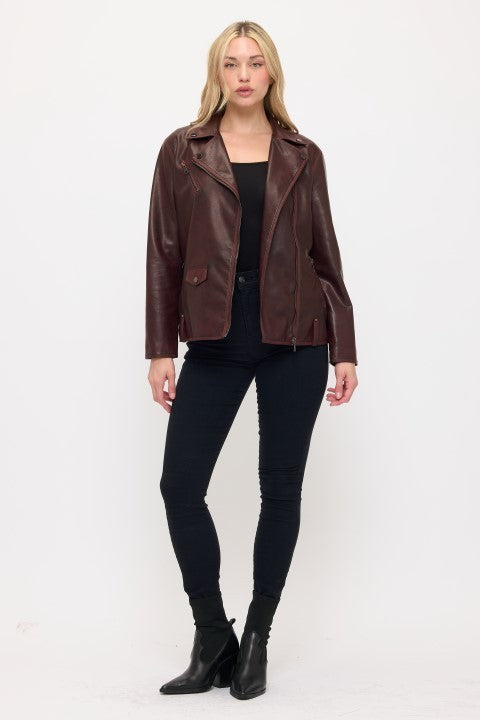 CLALJ0139: SoHo Vintage Washed Oversized Moto Jacket