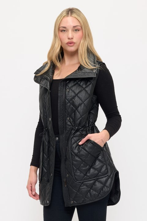 VA8021: Luxe Quilted Faux Leather Vest