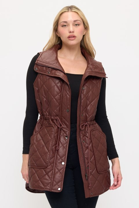 VA8021: Luxe Quilted Faux Leather Vest