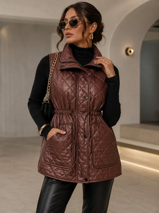 VA8021: Luxe Quilted Faux Leather Vest