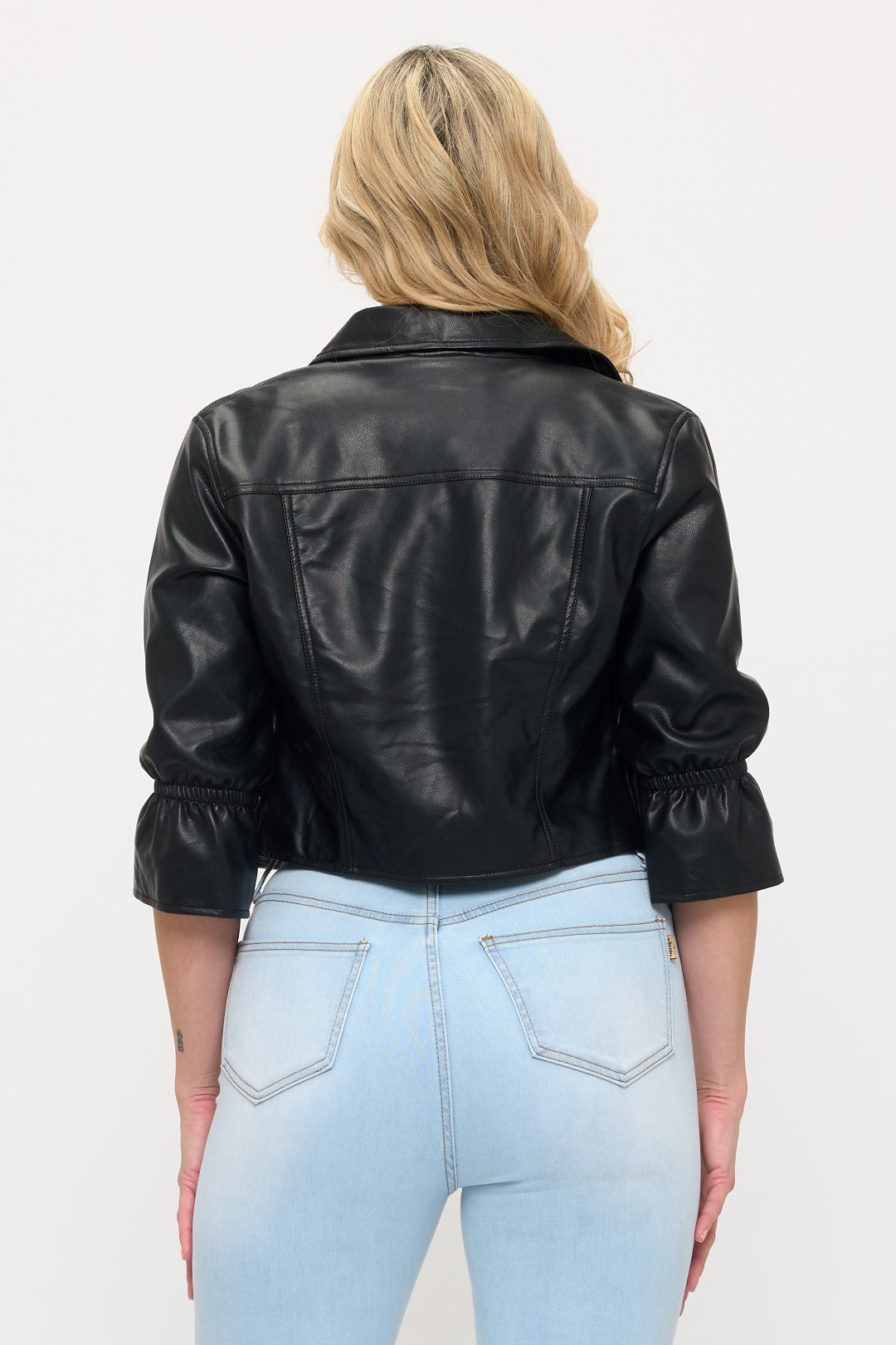 The Harper Cropped Faux Leather Jacket