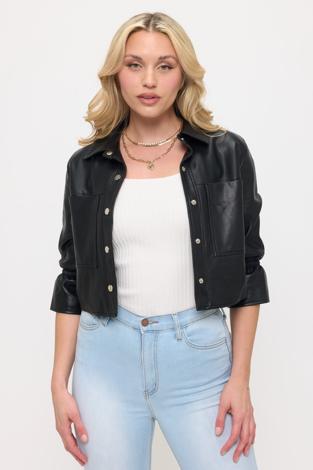The Harper Cropped Faux Leather Jacket