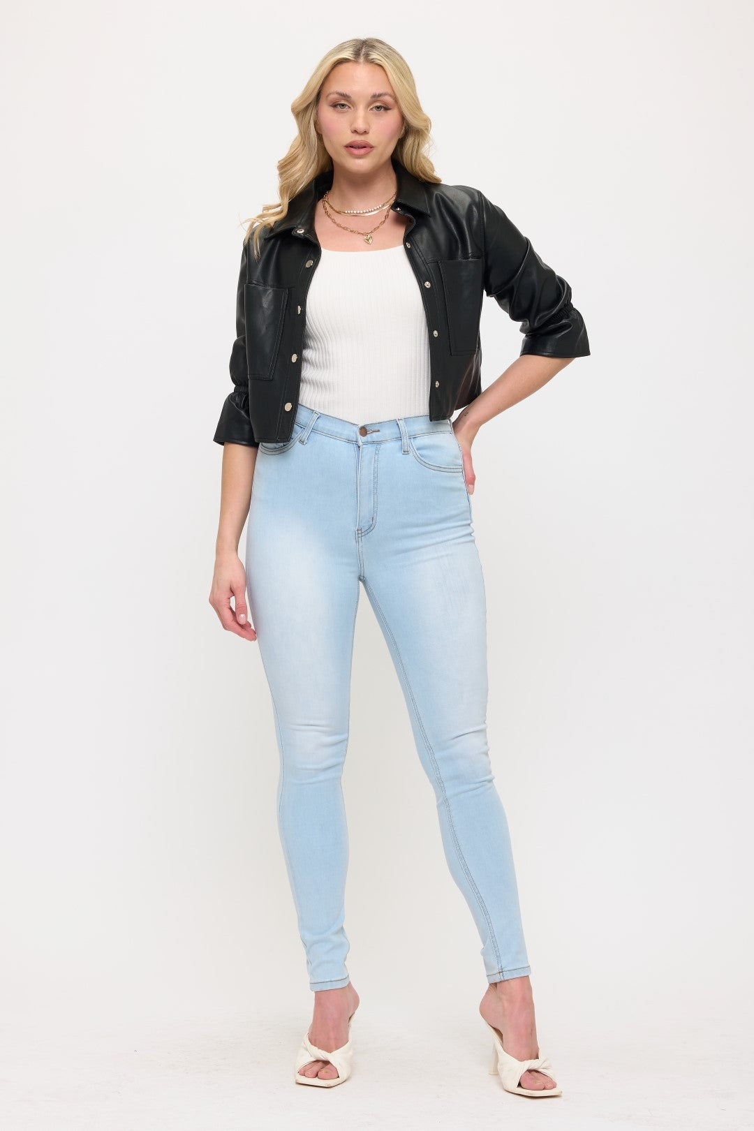 The Harper Cropped Faux Leather Jacket