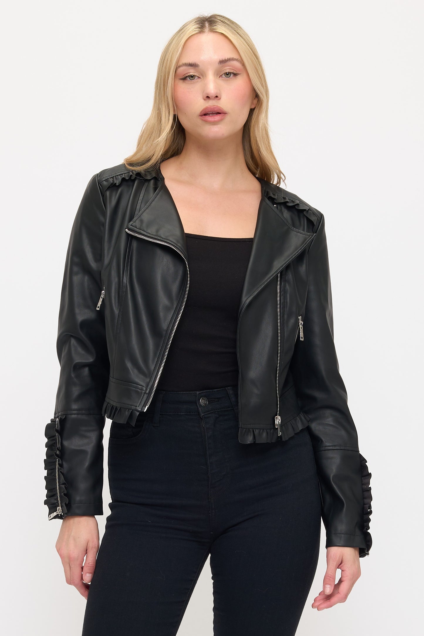 LJ0167: WOMENS VEGAN LEATHER JACKET
