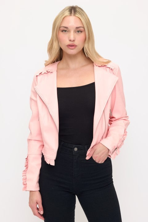 LJ0167: WOMENS VEGAN LEATHER JACKET