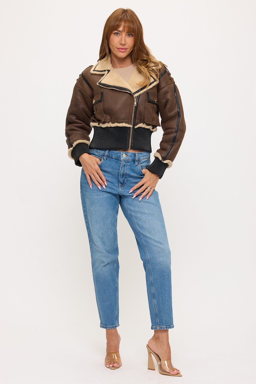 2024655: Aspen Luxe Cropped Shearling Aviator Jacket