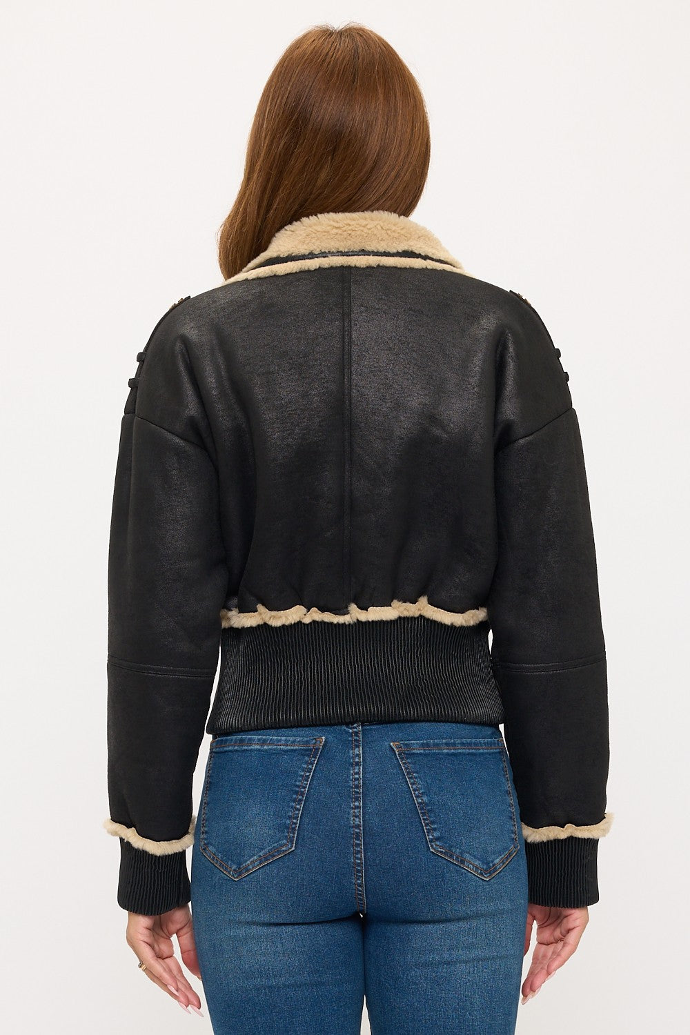 2024655: Aspen Luxe Cropped Shearling Aviator Jacket