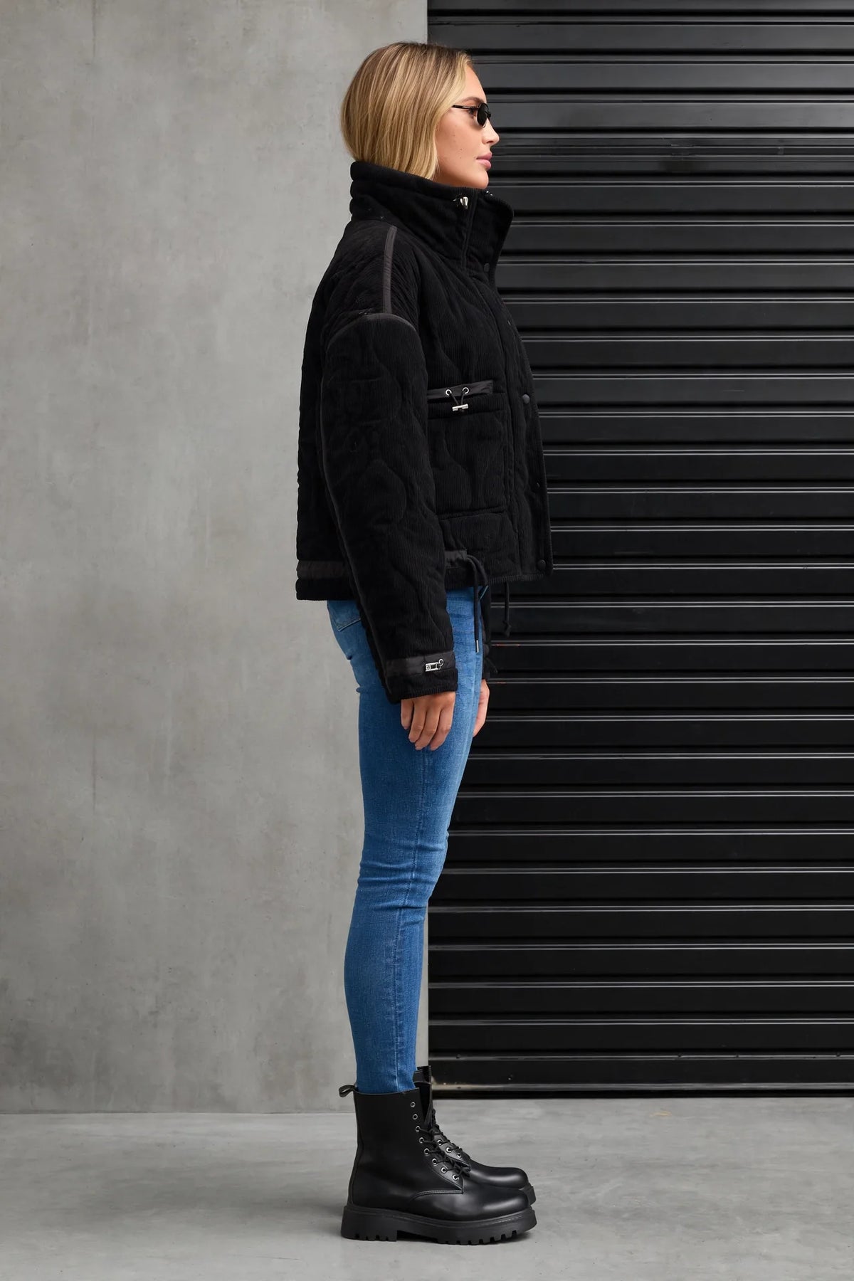 CLACJ0081 - Metro Edge Textured Bomber - black side view