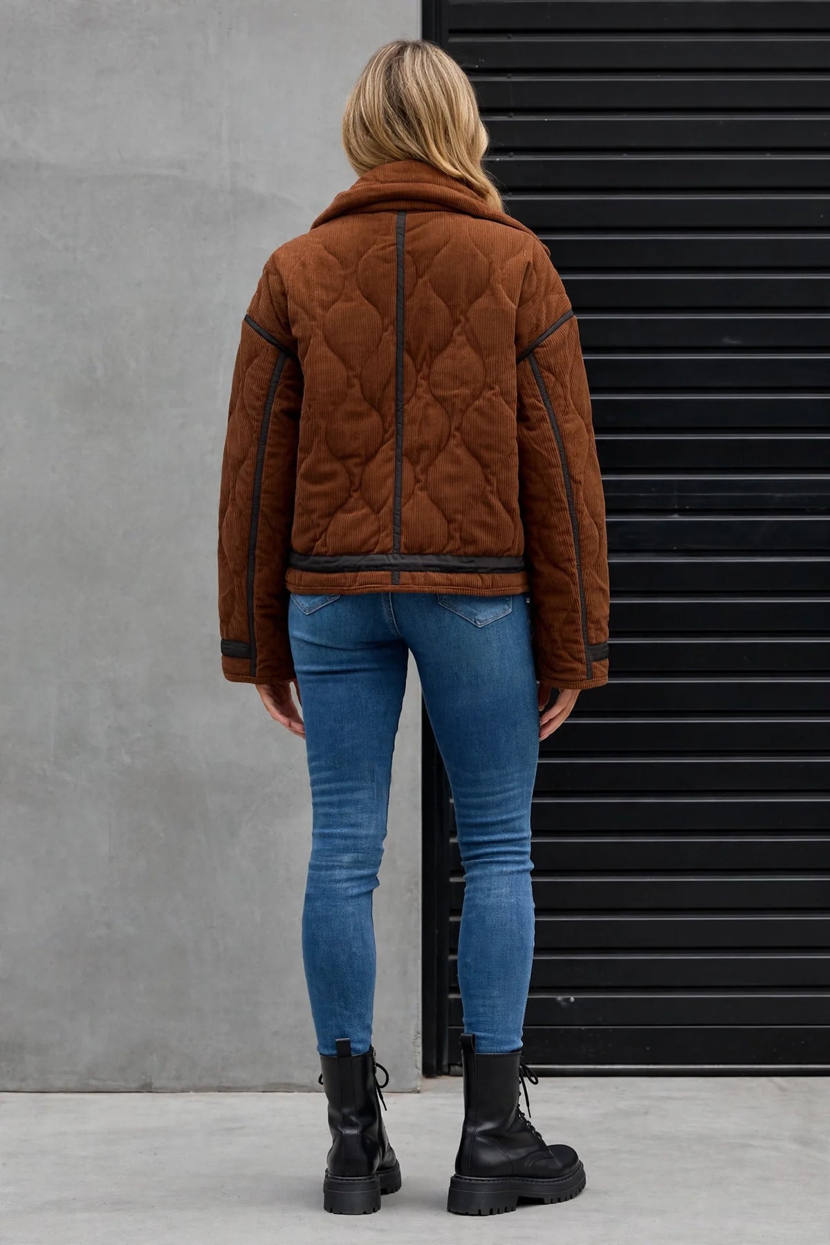 CLACJ0081 - Metro Edge Textured Bomber - camel back view