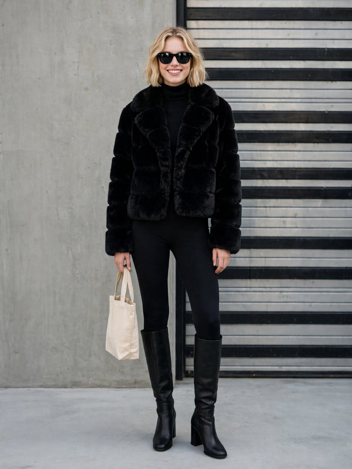 CLAFJ0022 - Velvet Noir Cropped Fur Bolero