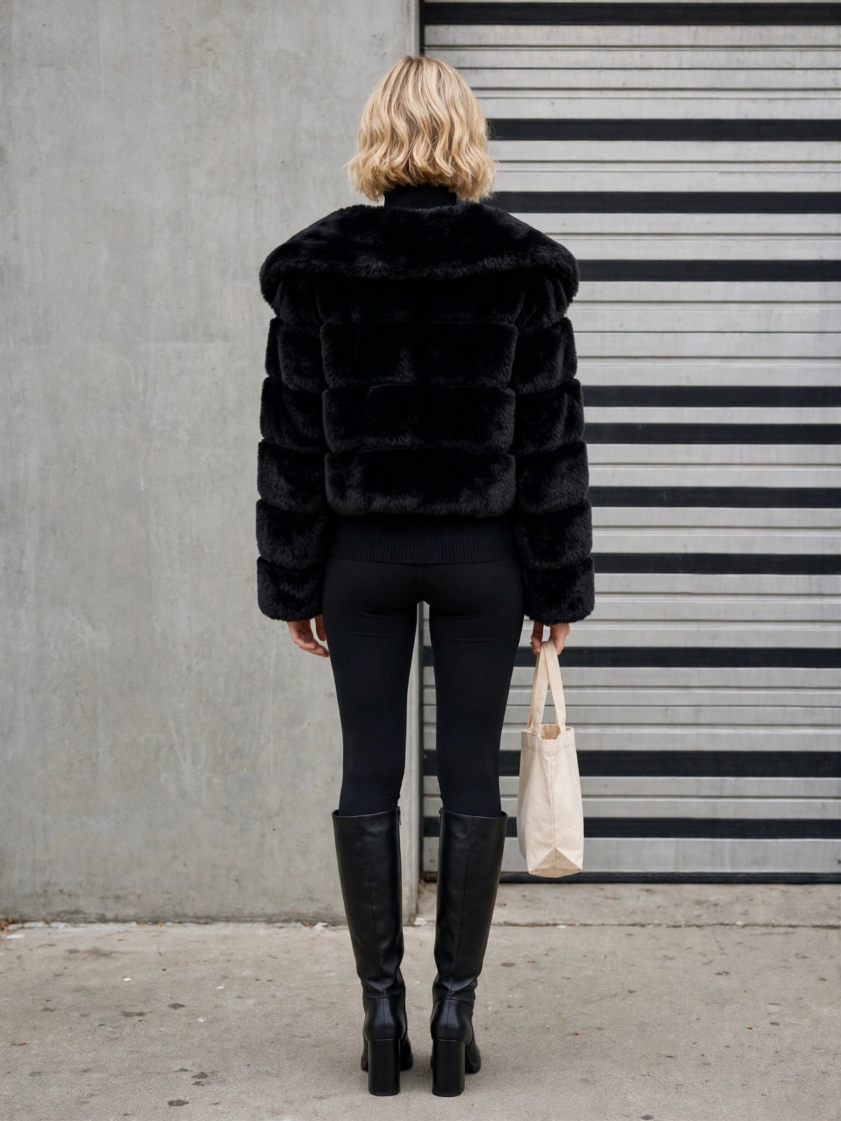 CLAFJ0022 - Velvet Noir Cropped Fur Bolero