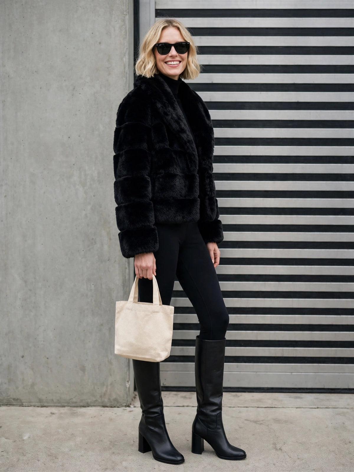 CLAFJ0022 - Velvet Noir Cropped Fur Bolero
