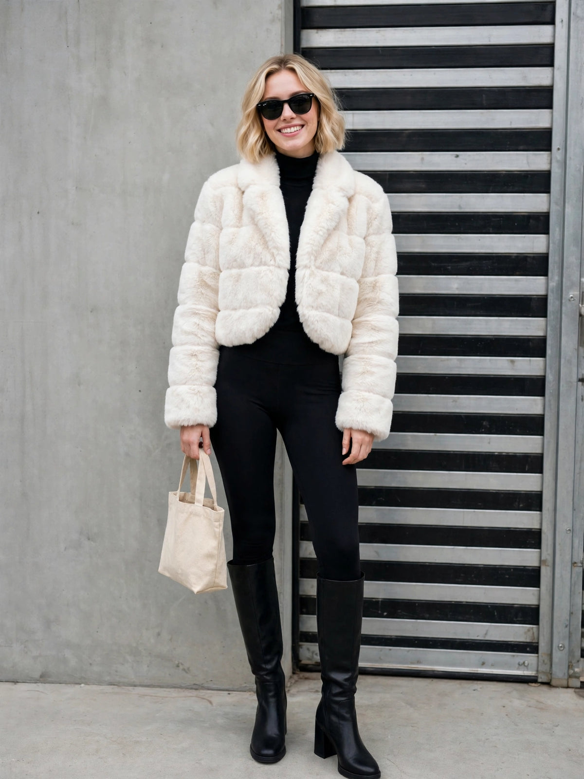 CLAFJ0022 - Velvet Noir Cropped Fur Bolero