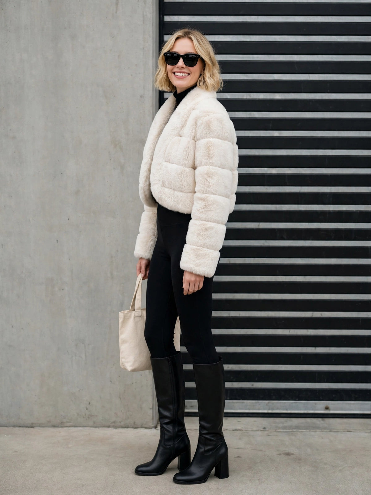 CLAFJ0022 - Velvet Noir Cropped Fur Bolero