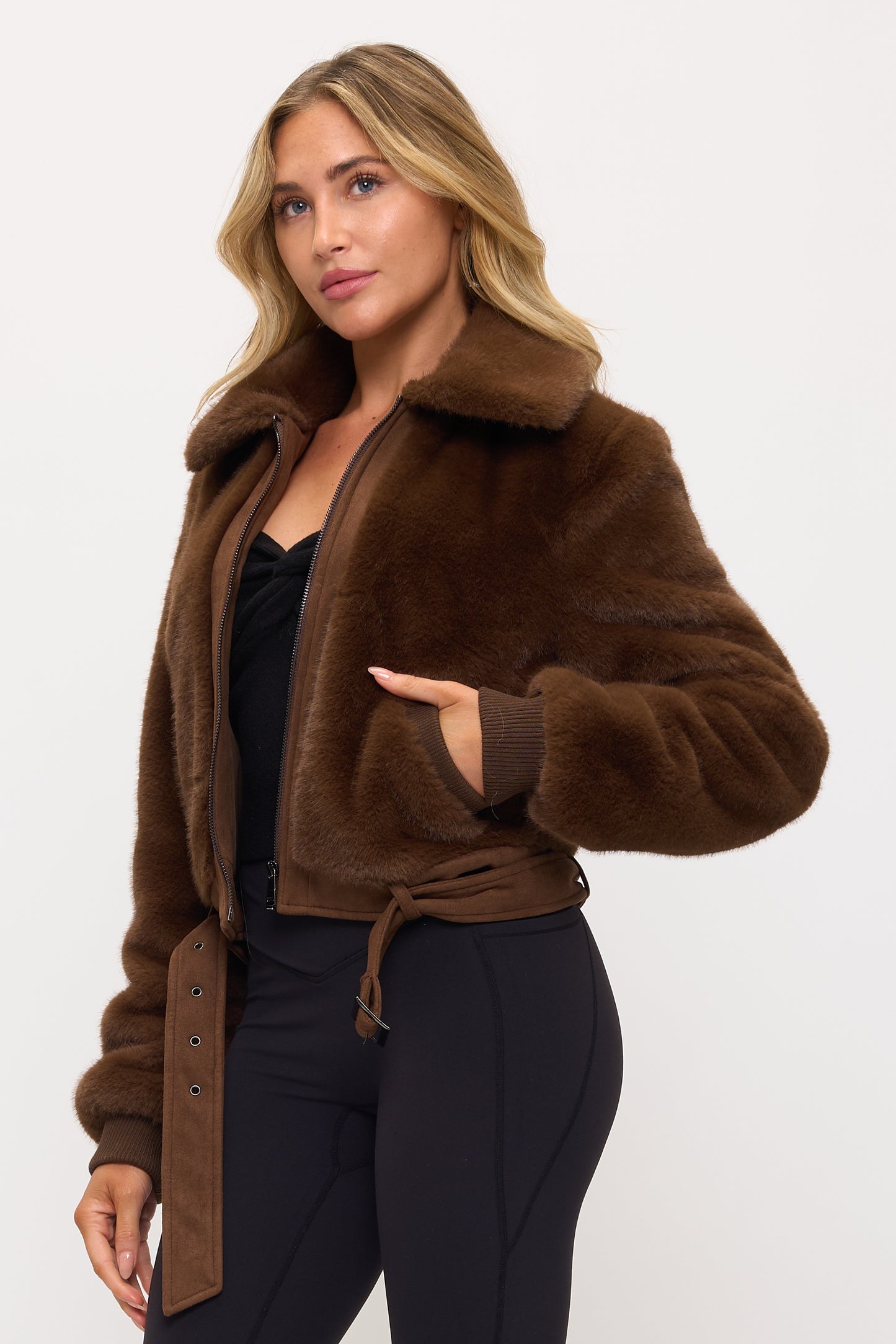 CLAFJ0151: Manhattan Shearling Crop Jacket