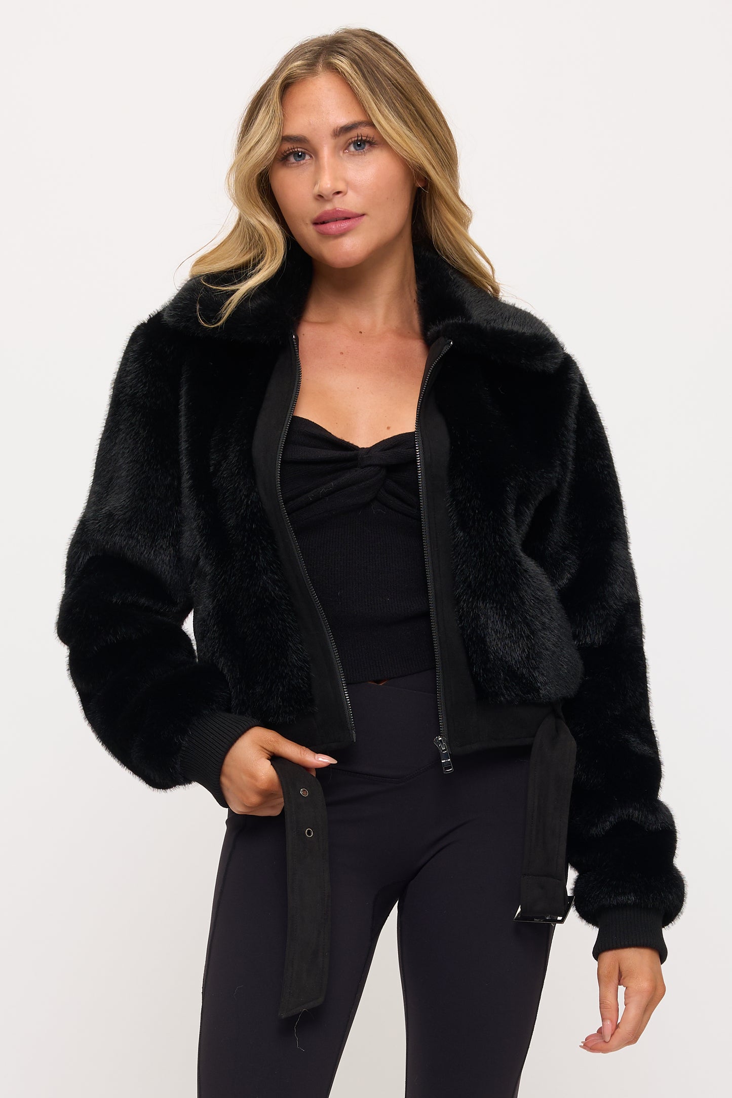 CLAFJ0151: Manhattan Shearling Crop Jacket