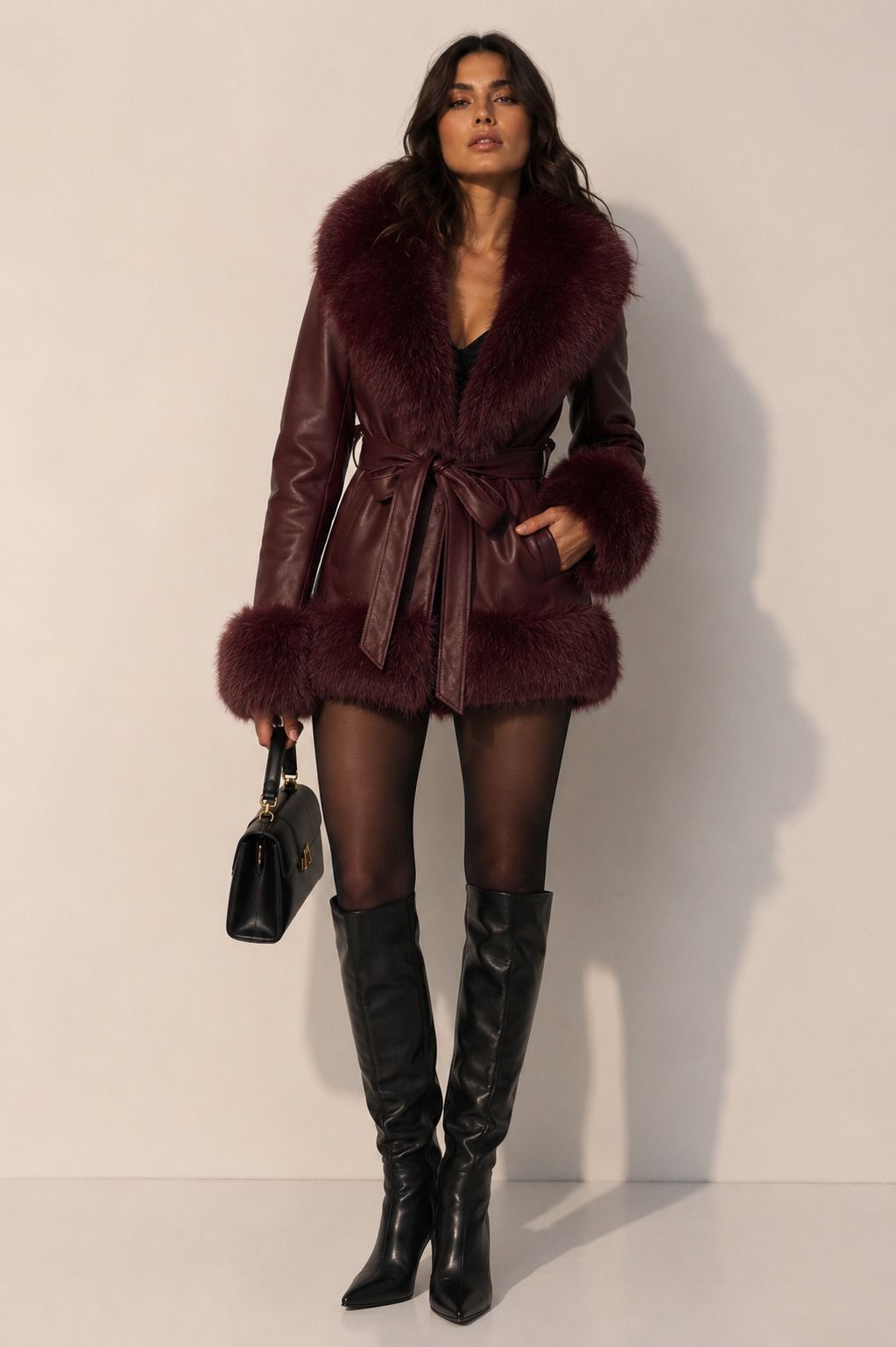 CLALC0017: Midnight Empress Fur-Trimmed Coat