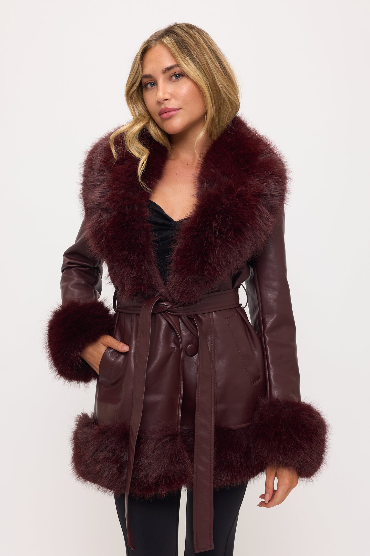 CLALC0017: Midnight Empress Fur-Trimmed Coat