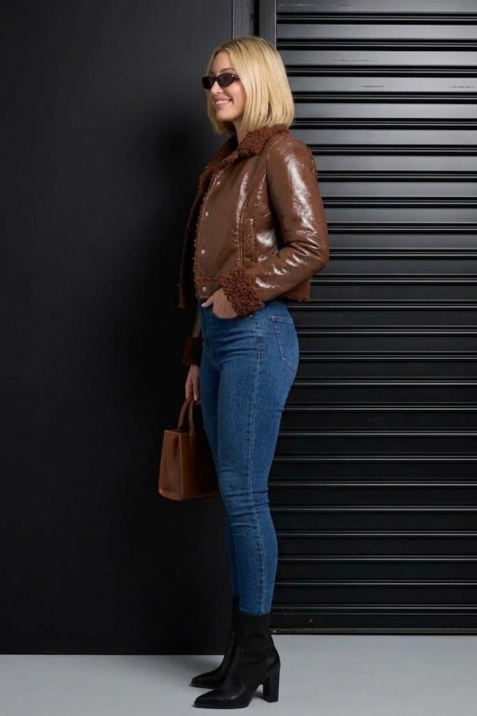 CLALJ0037 - Sherpa Shine Moto - brown side view