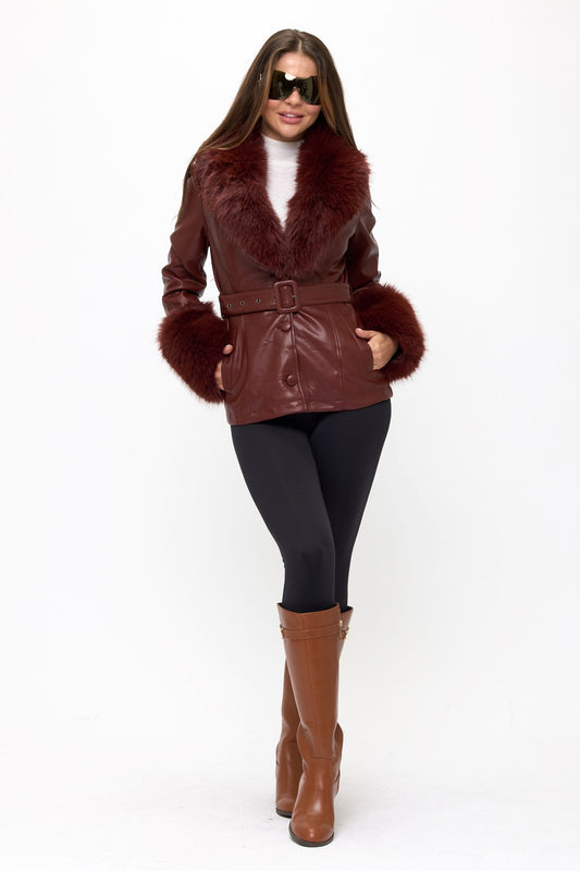 CLALJ0039: The Vogue Fur-Trimmed Belted Coat