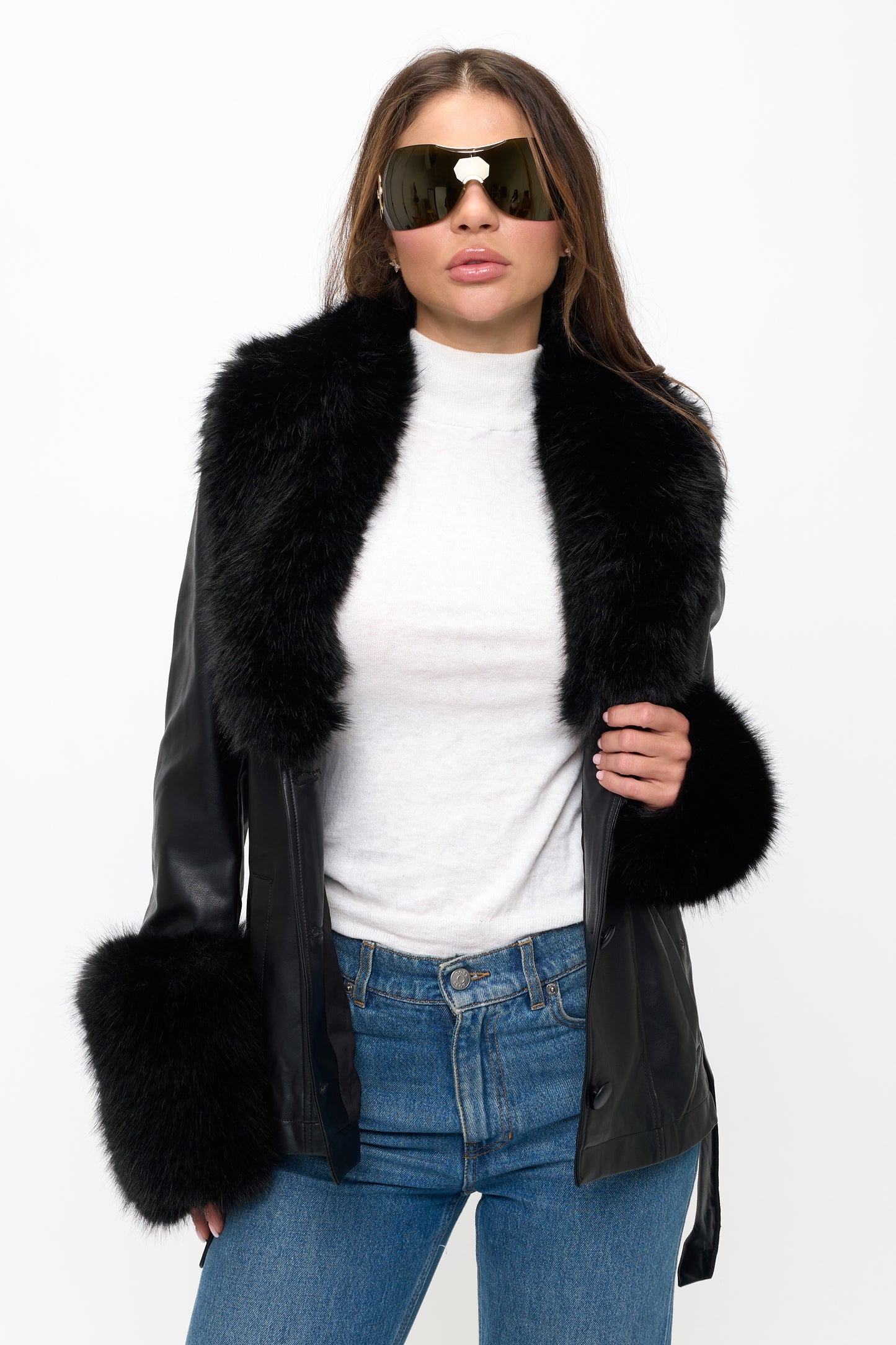 CLALJ0039: The Vogue Fur-Trimmed Belted Coat