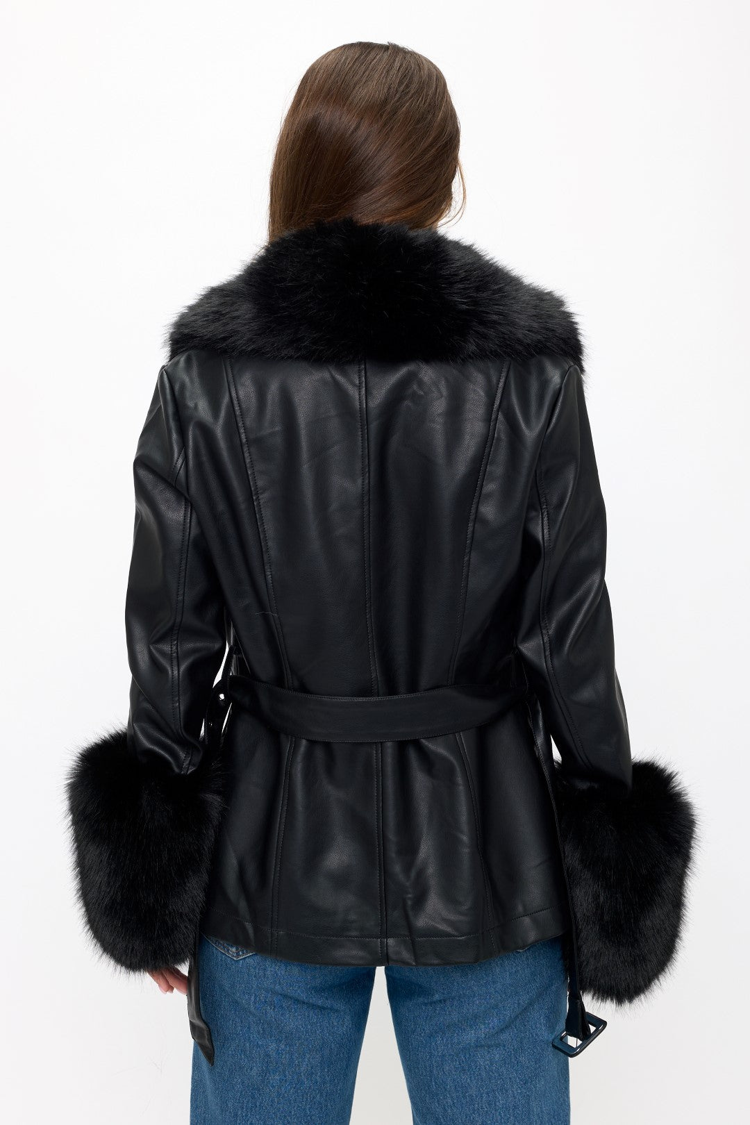 CLALJ0039: The Vogue Fur-Trimmed Belted Coat