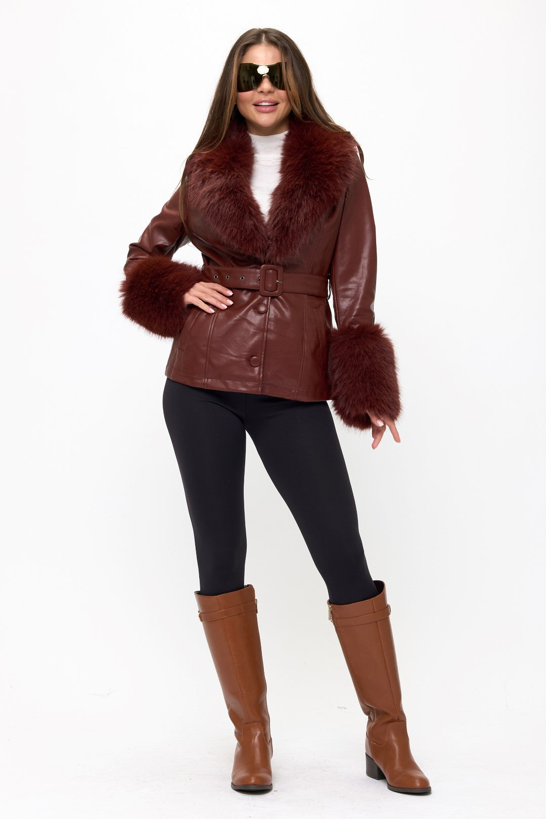 CLALJ0039: The Vogue Fur-Trimmed Belted Coat