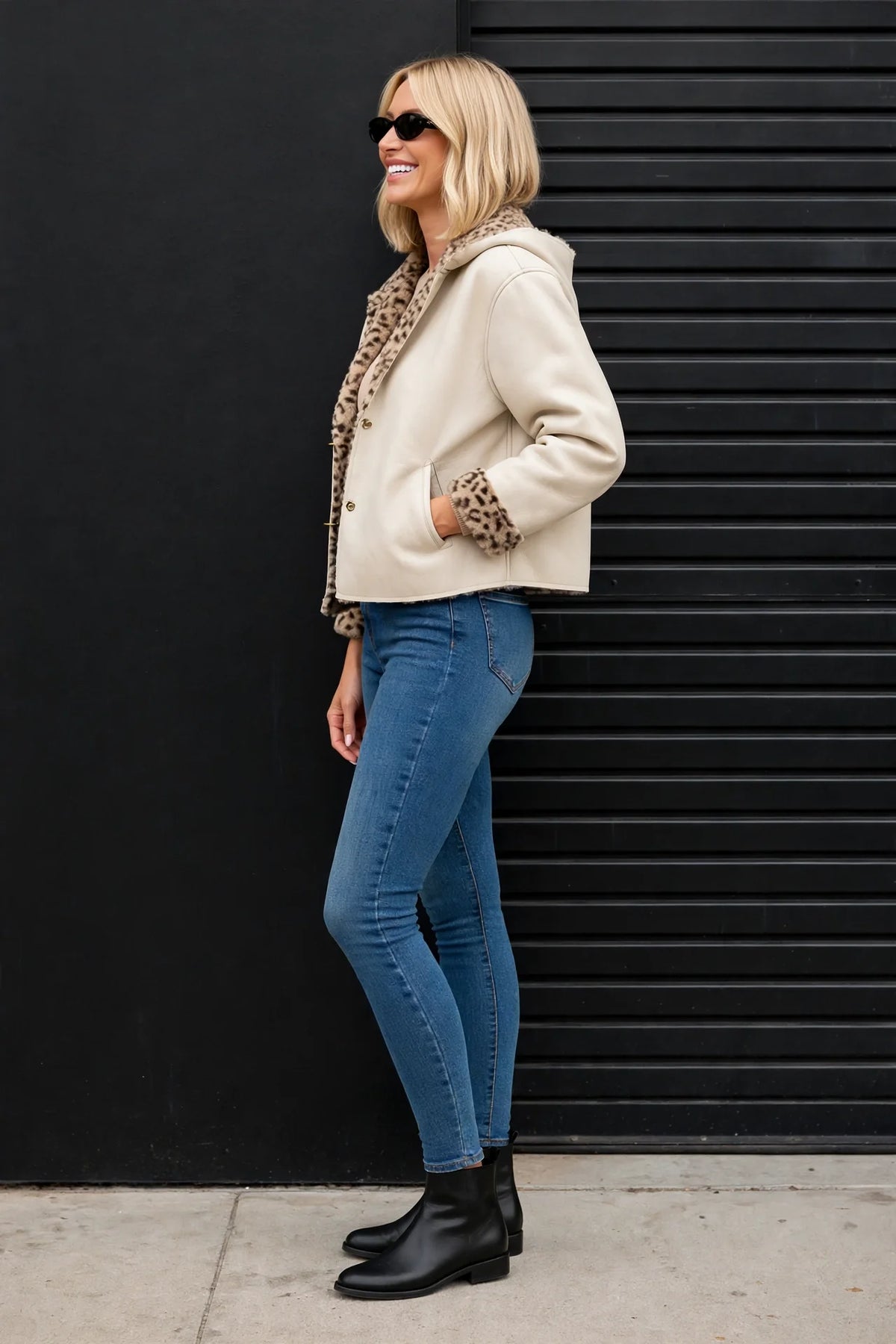 CLALJ0055 - Luxe Leopard Toggle Jacket - cream side view