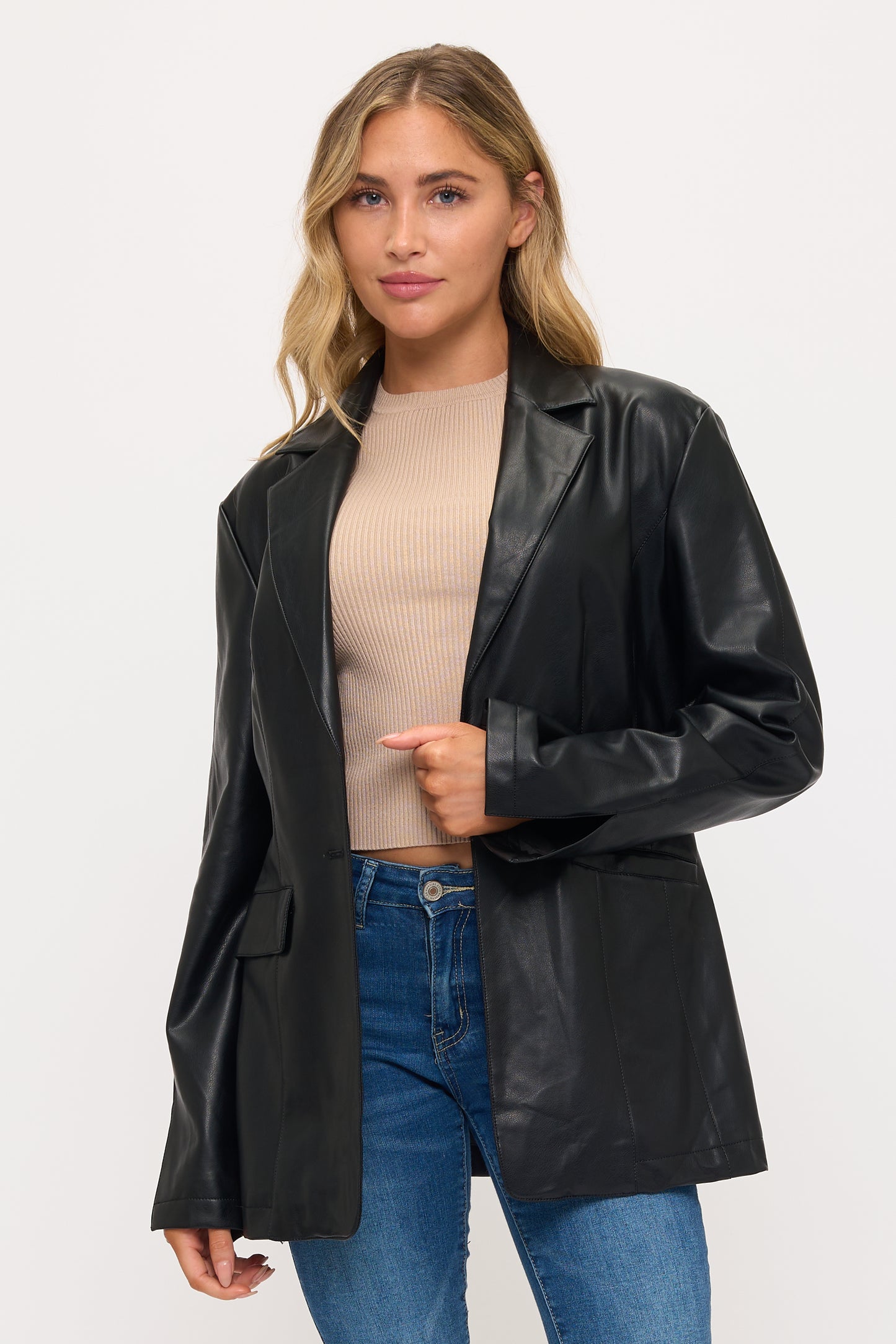 CLALJ0123: The Boardroom Rebel Leather Blazer
