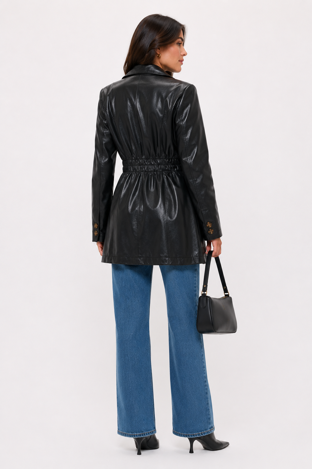 CLALJ0126 - Monaco Luxe Tailored Faux Leather Blazer Jacket