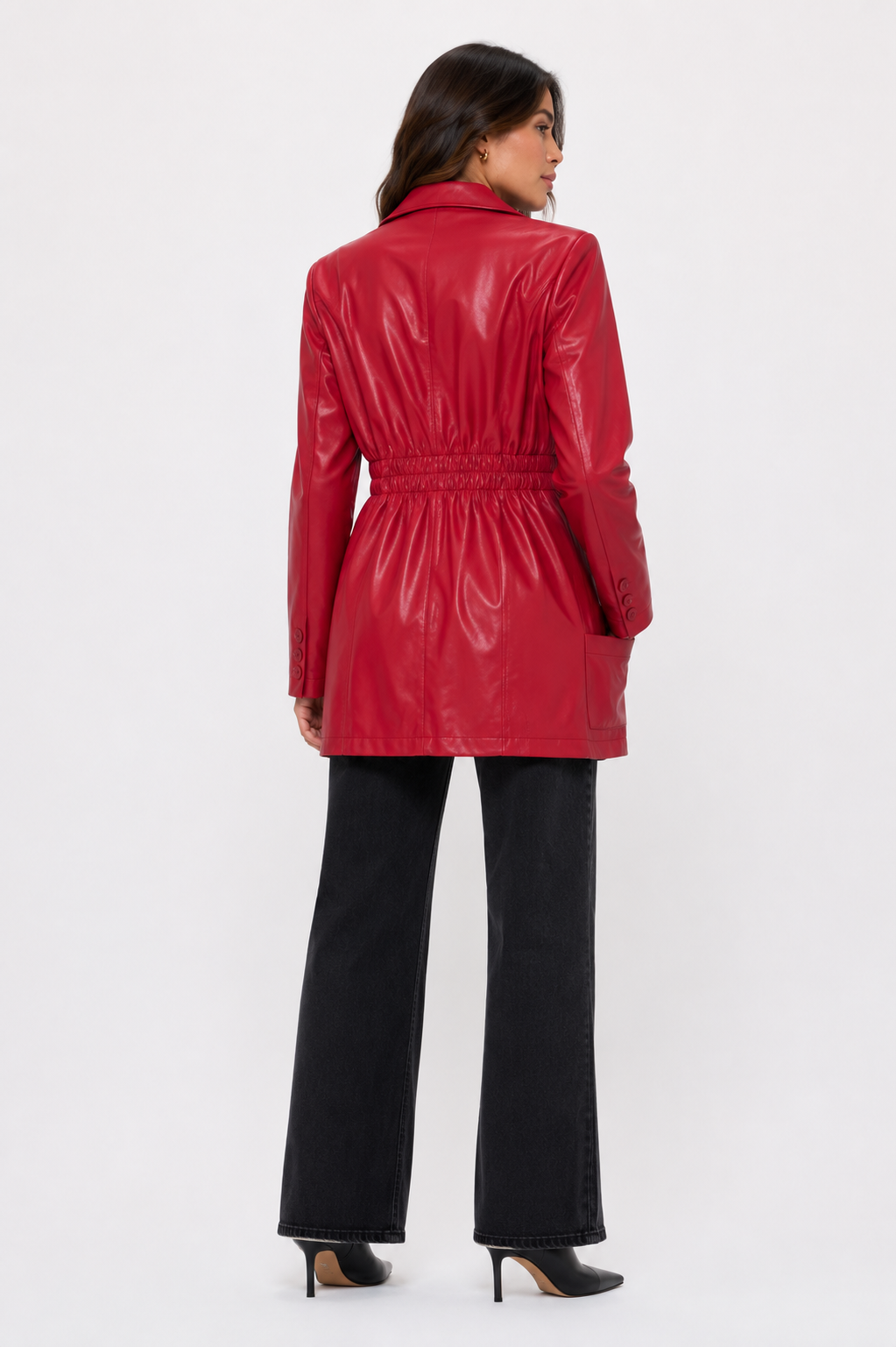 CLALJ0126 - Monaco Luxe Tailored Faux Leather Blazer Jacket