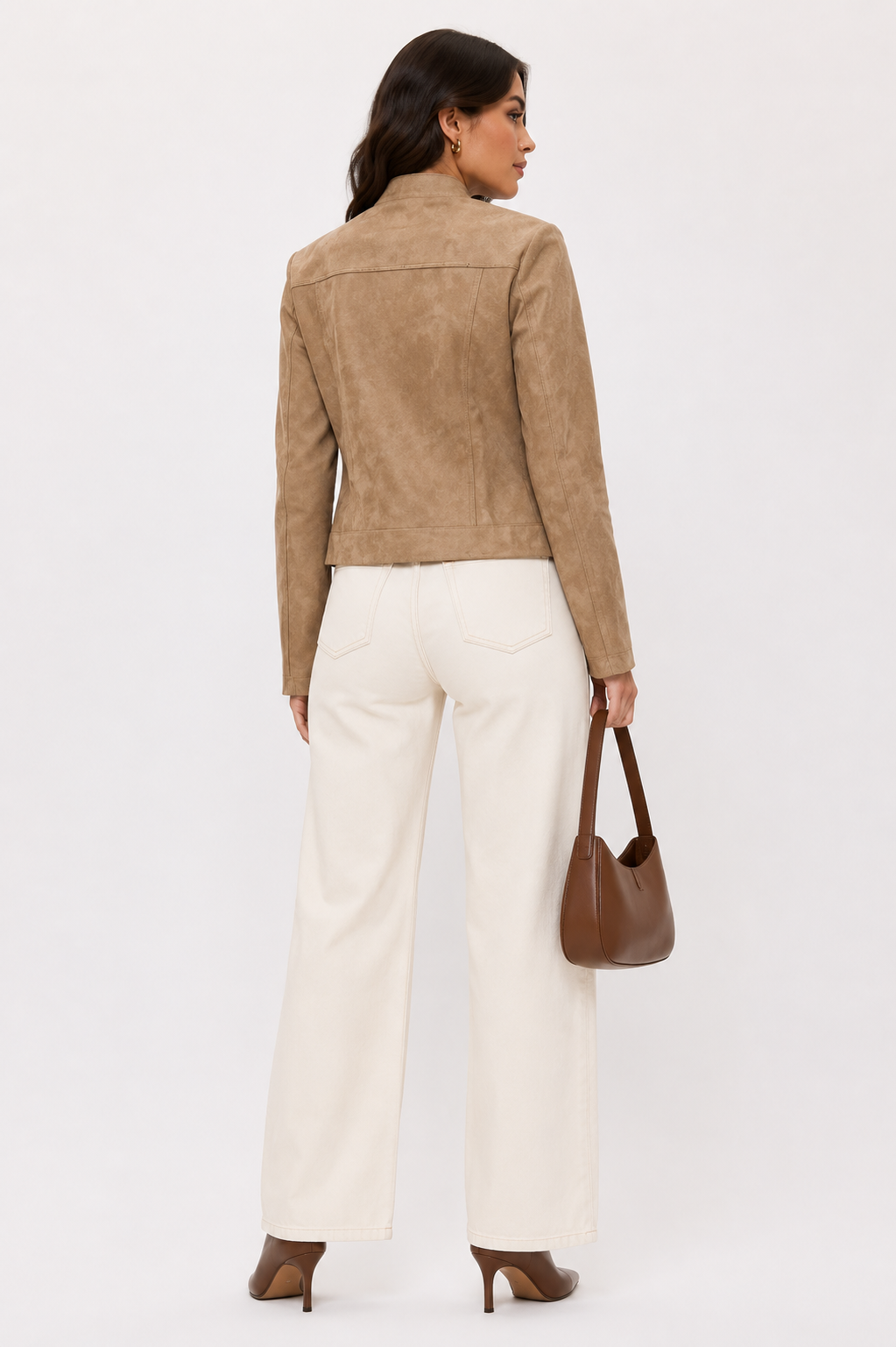 CLALJ0140 - Sahara Chic Fitted Faux Leather Zip Jacket