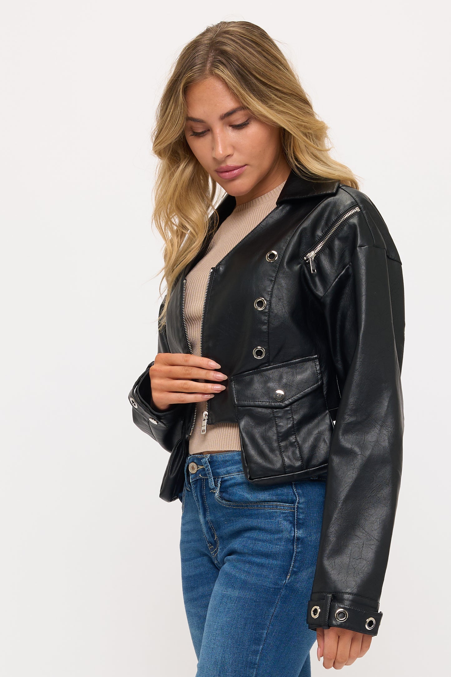 CLALJ0148: Phoenix Edge Studded Bomber Jacket