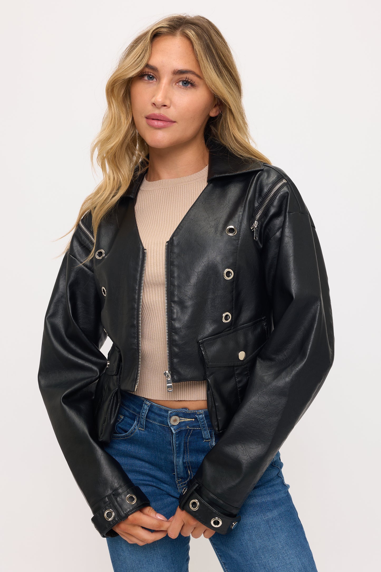 CLALJ0148: Phoenix Edge Studded Bomber Jacket