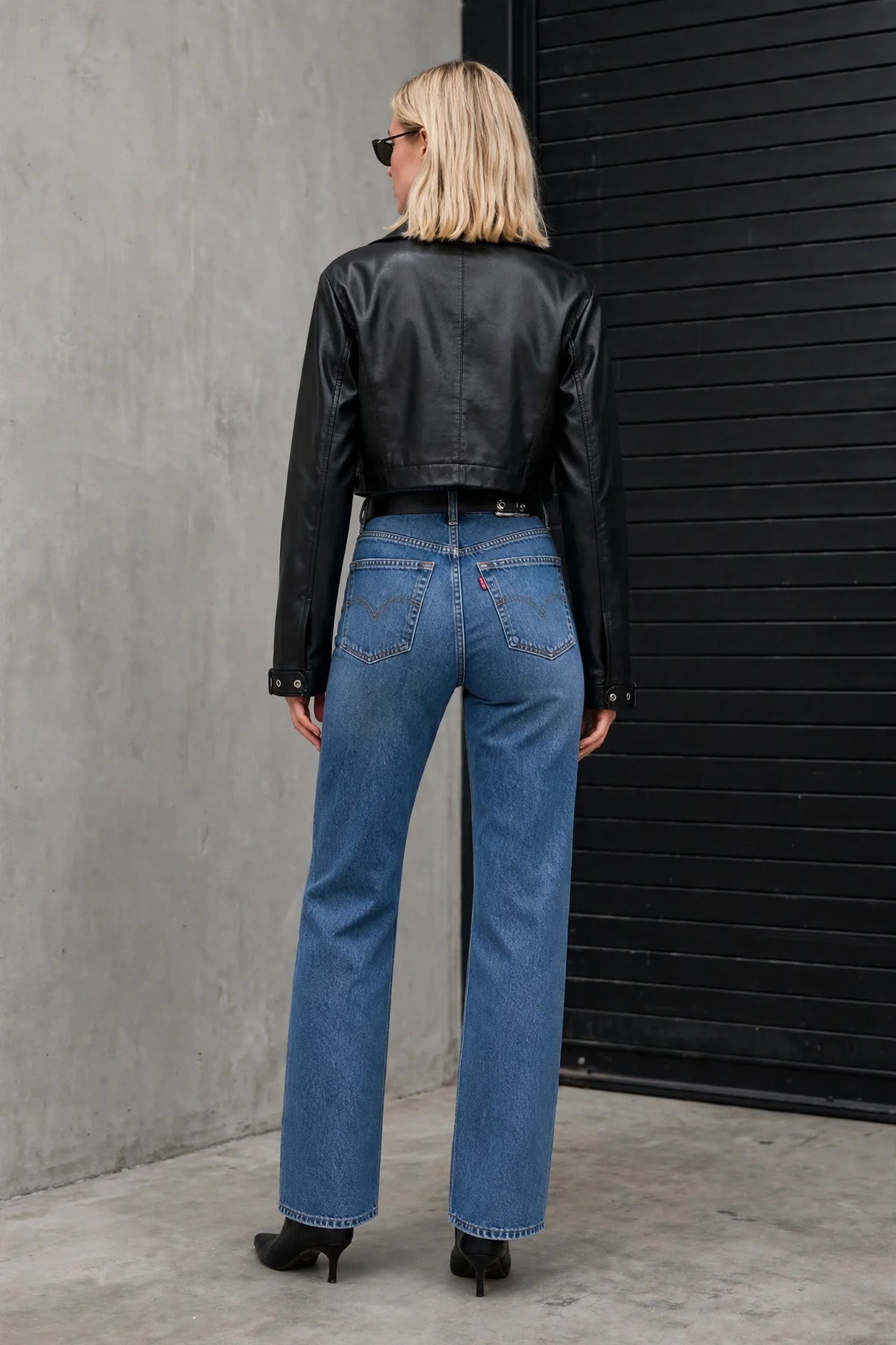 CLALJ0148 - Phoenix Edge Studded Bomber Jacket - black back view