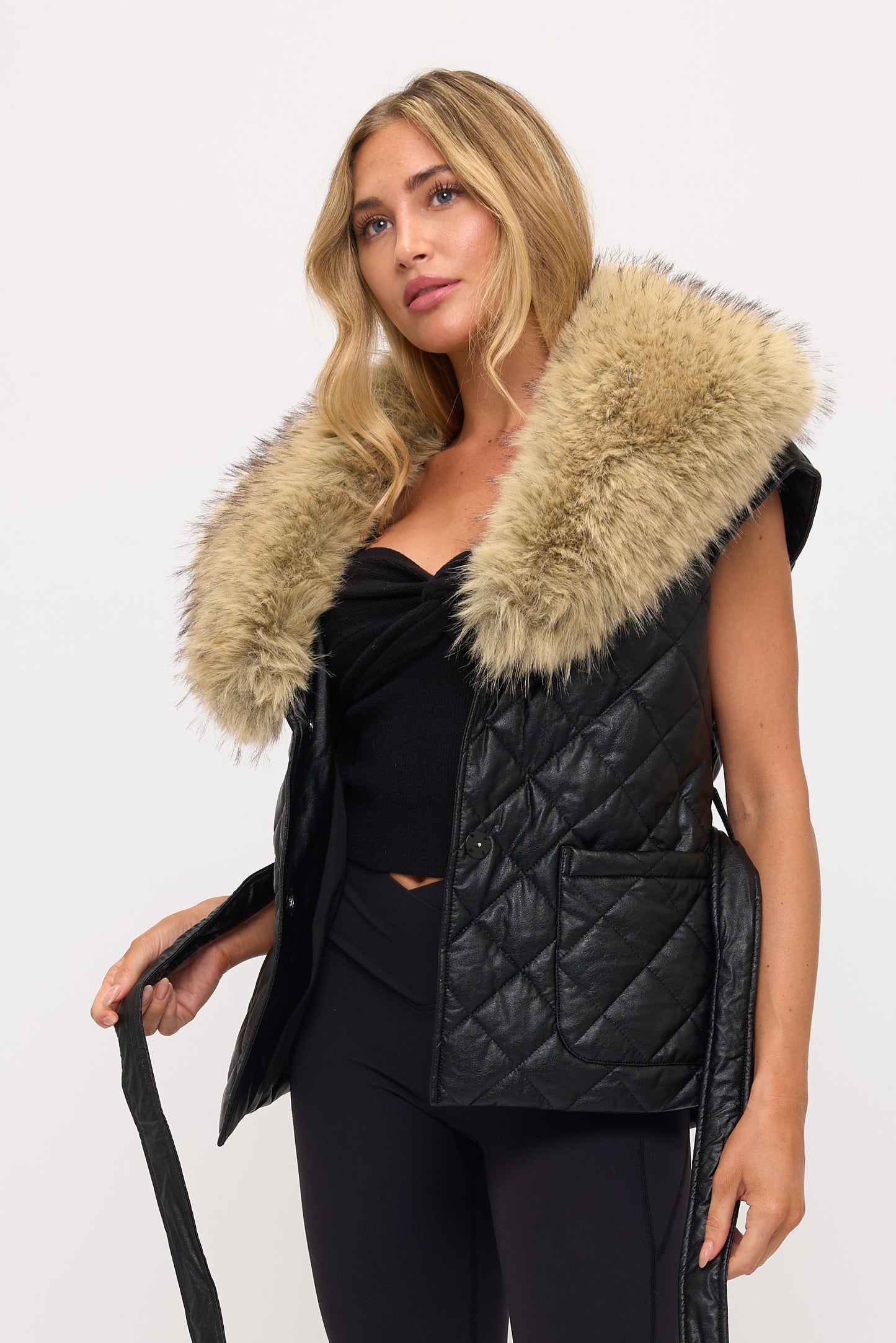 CLALP0157: Sovereign Faux Leather Quilted Vest