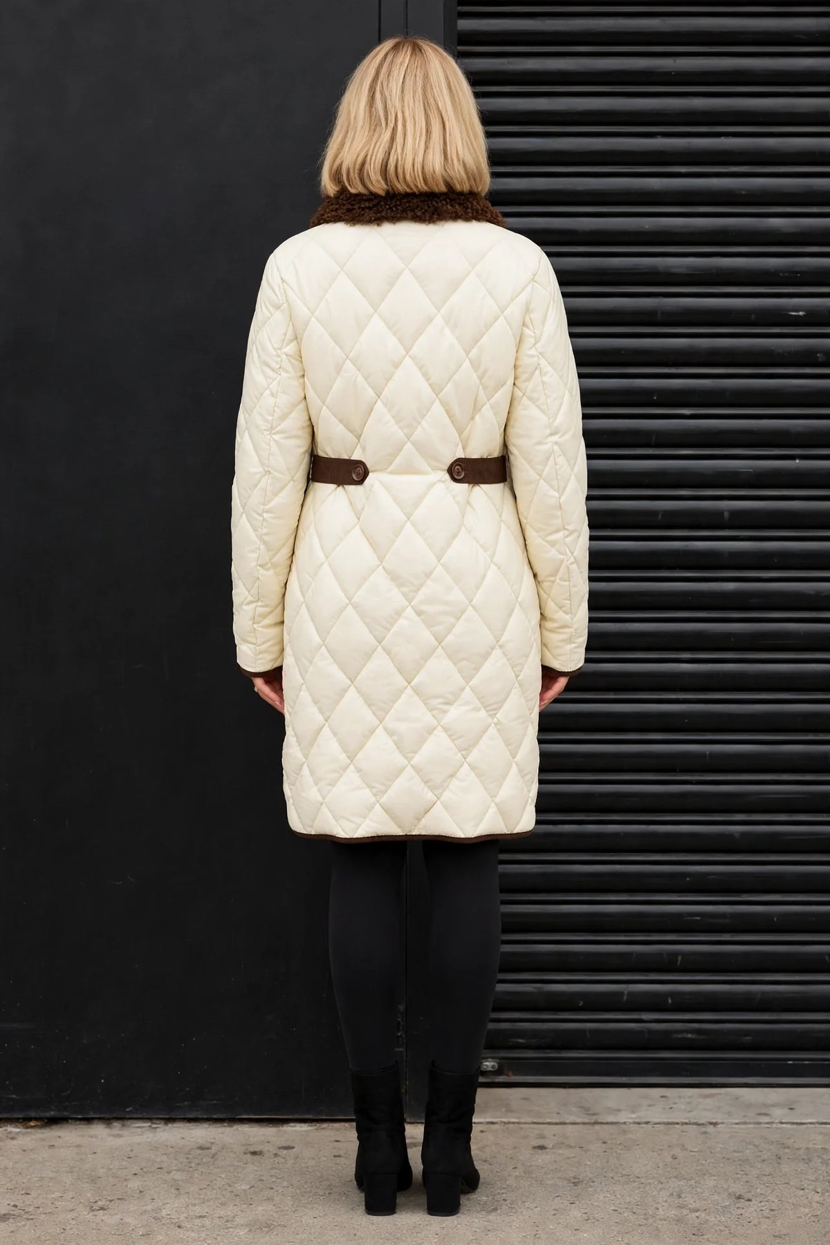 CLANP0020 - Chelsea Diamond Luxe Coat - cream-brown back view