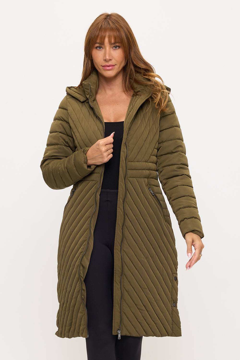 CLANP0056: Chevron Elite Long Puffer Coat