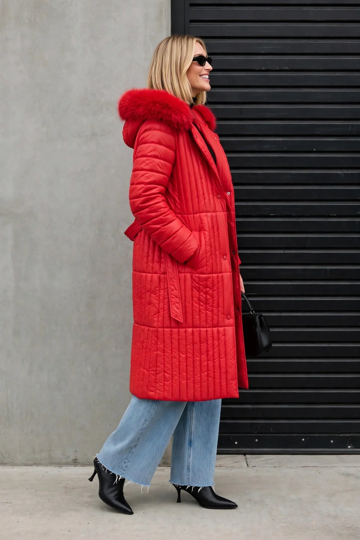 CLANP0077 - Royale Quilted Puffer Coat - red side view