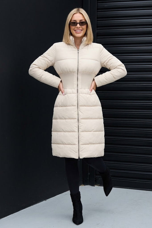 CLANP0087 - Contour Elite Puffer Coat - cream front view