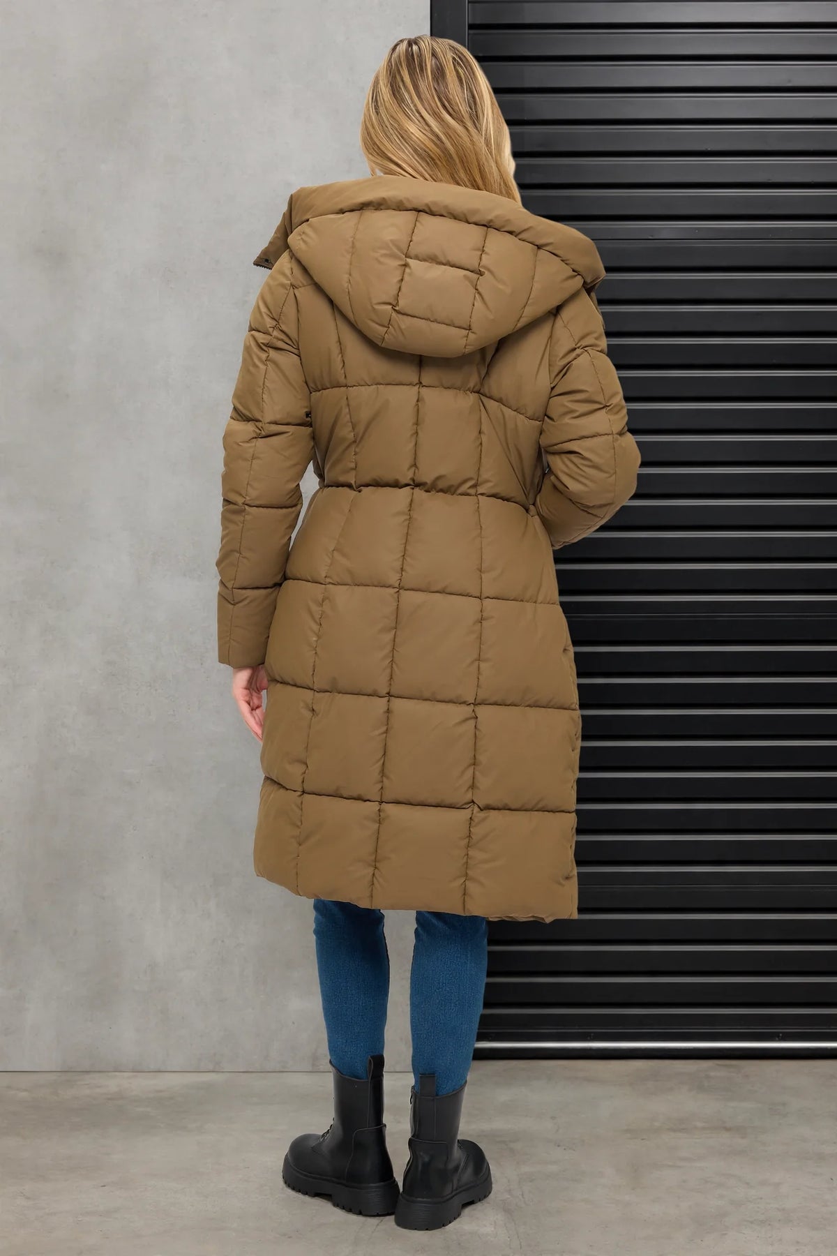 CLANP0112 - Nordic Luxe Hooded Puffer Coat - olive back view