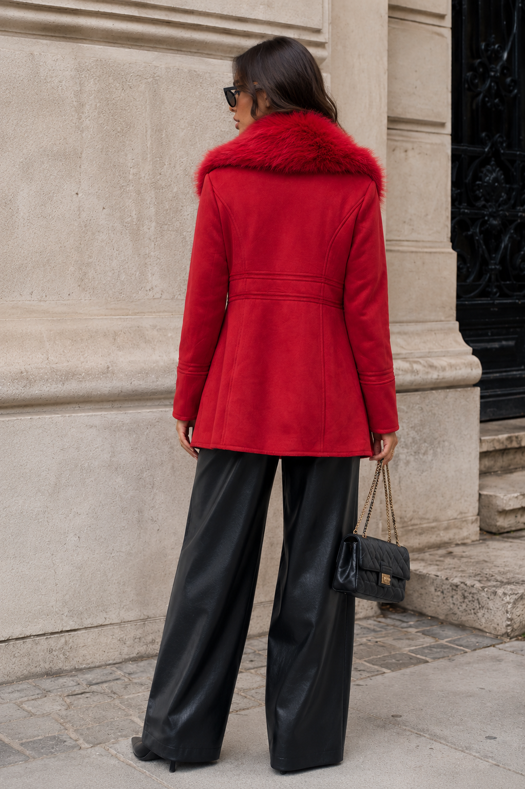 CLASC0010: Luxe Faux Fur-Collar Tailored Coat