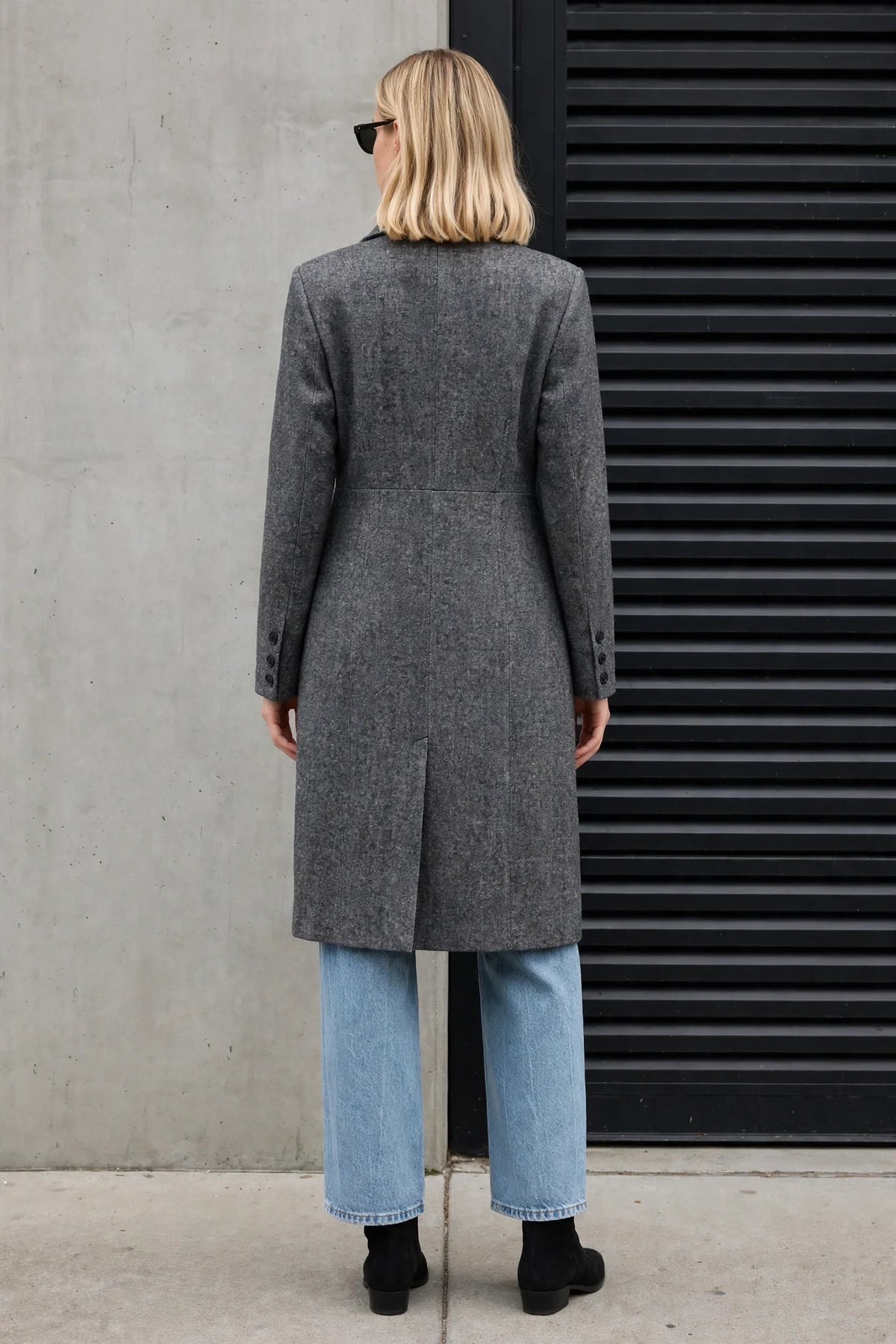 CLAWC0065 - Cashmere Cloud Longline Coat - charcoal back view