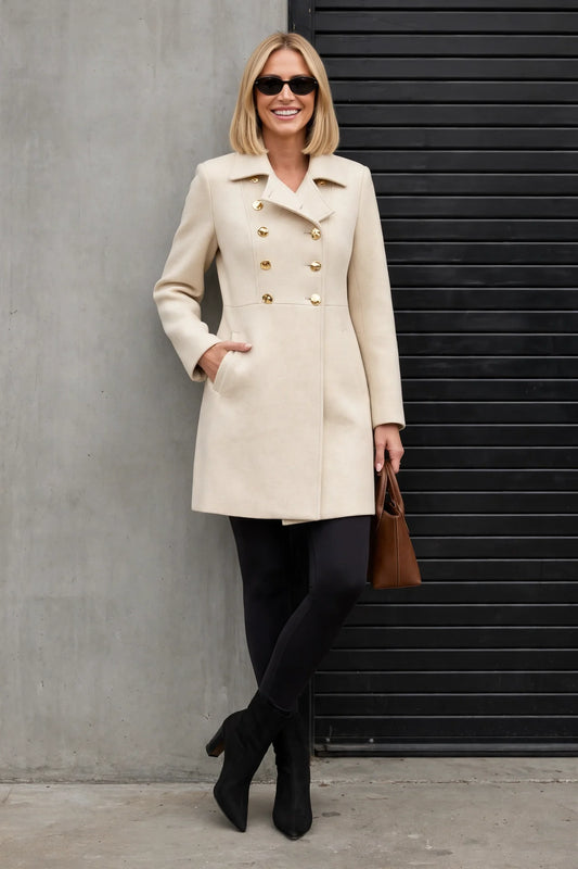 CLAWC0102 - Admiral Prestige Military Coat - cream front view