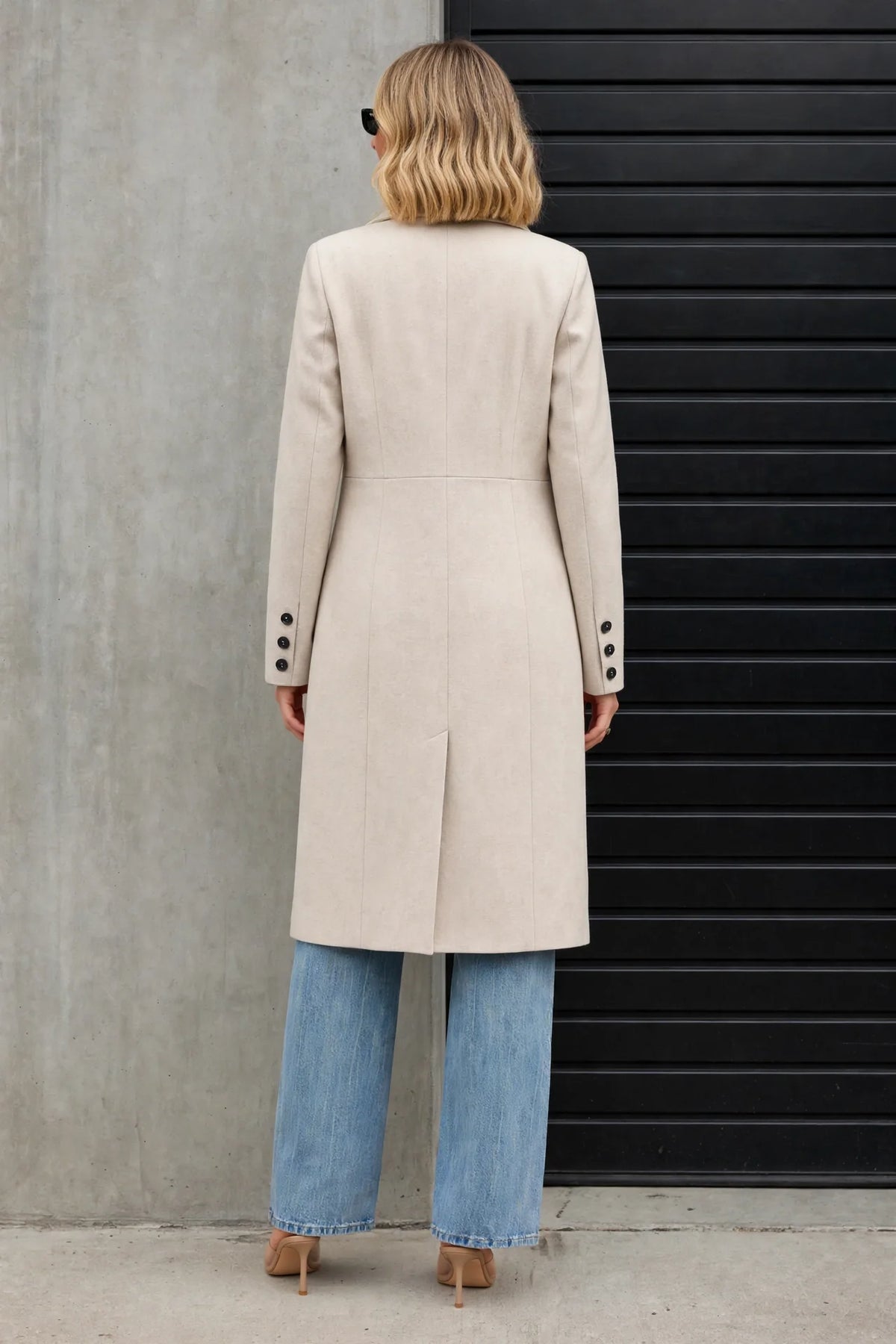 CLAWC0109 - Brooklyn Oversized Twill Coat - cream back view