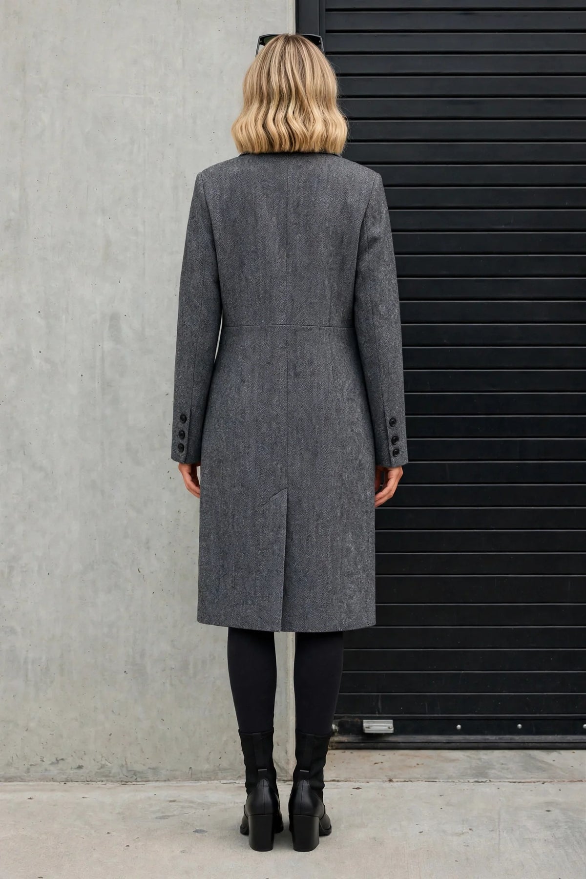 CLAWC0109 - Brooklyn Oversized Twill Coat - grey back view