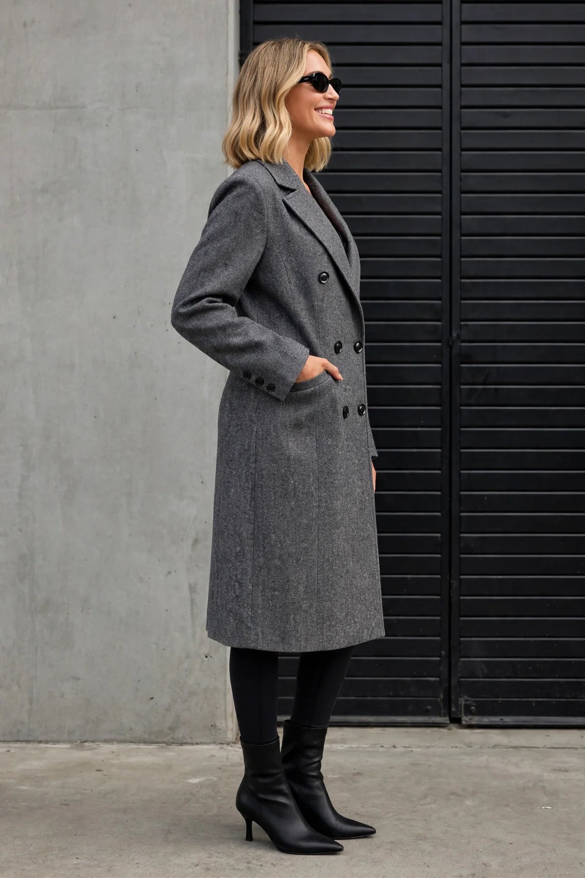 CLAWC0109 - Brooklyn Oversized Twill Coat - grey side view