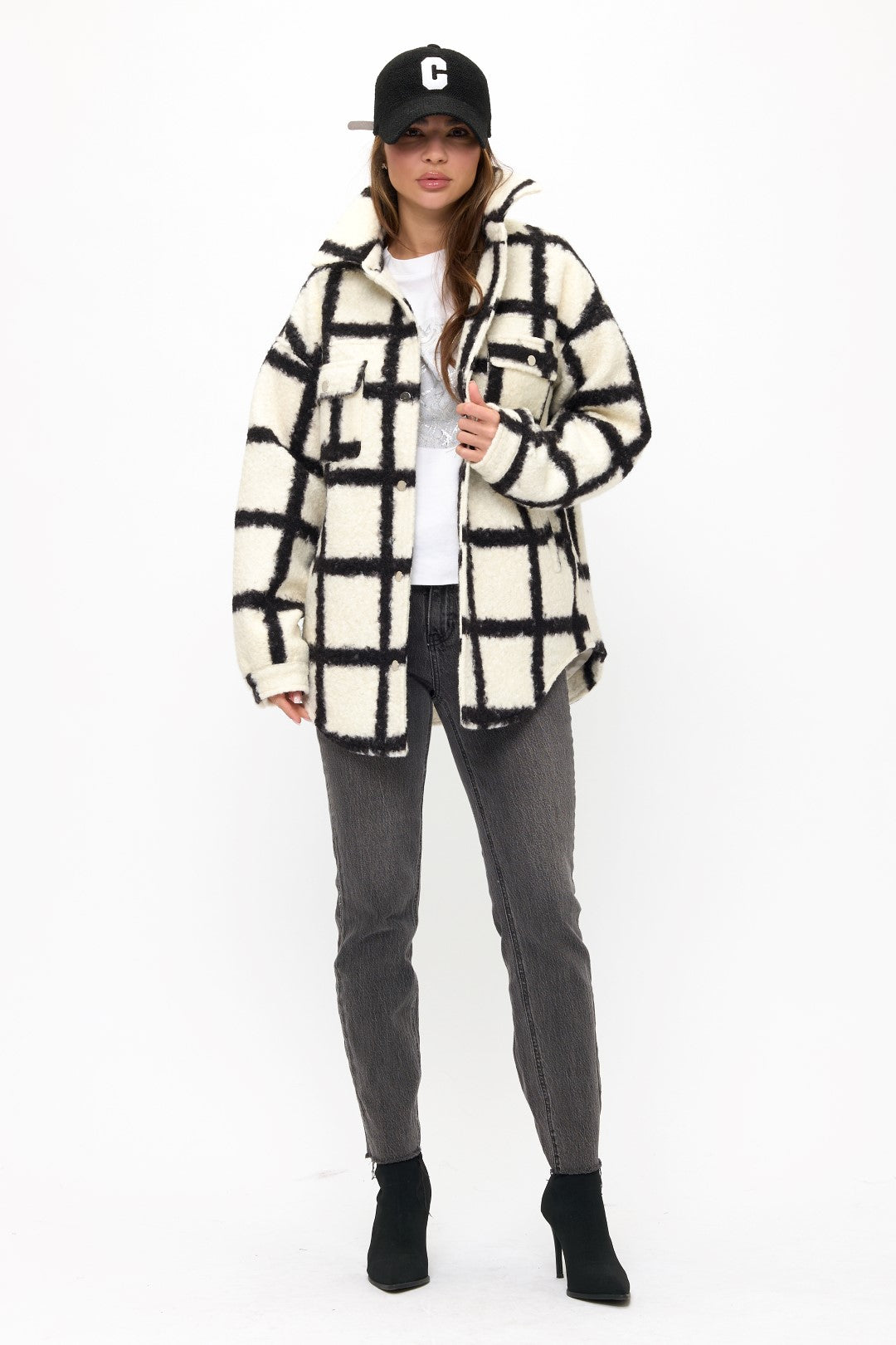 CLAWF0082: Manhattan Grid Oversized Wool Coat