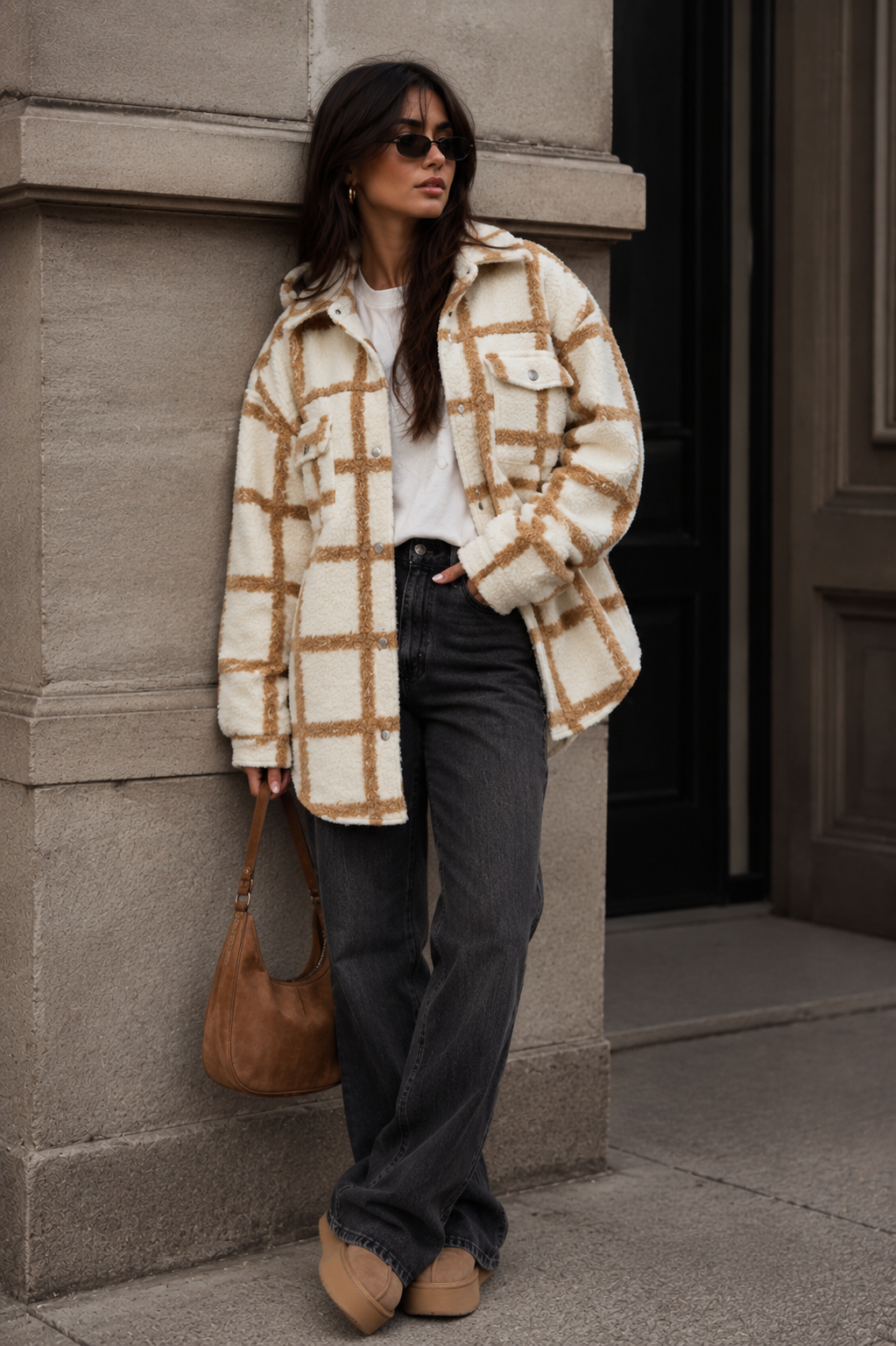 CLAWF0082: Manhattan Grid Oversized Wool Coat